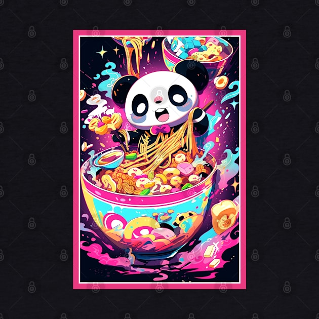 Anime Cute Panda eating Ramen | Cute Anime Panda Kawaii Design by AlNoah